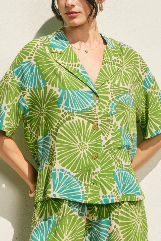 Tropic Twirl Button Up Top