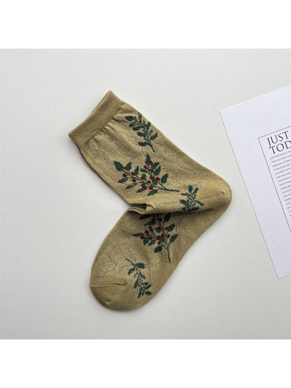 Wavy + Sparkle Floral Crew Socks | Yellow