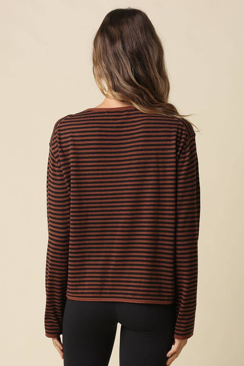 Sideline Stripe Sweater | Brown + Black