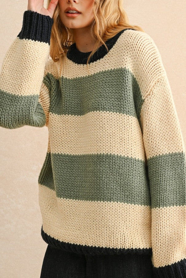 Twin Flame Oversized Sweater | Sage + Navy