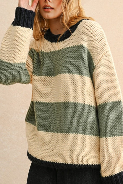 Twin Flame Oversized Sweater | Sage + Navy