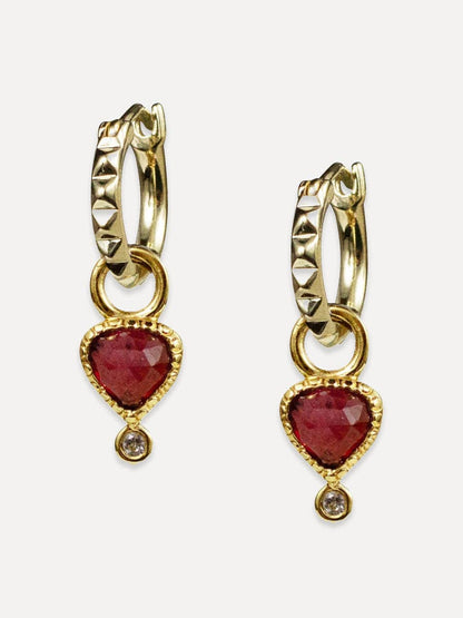 Colette Pyramid Huggies + Charms | Garnet