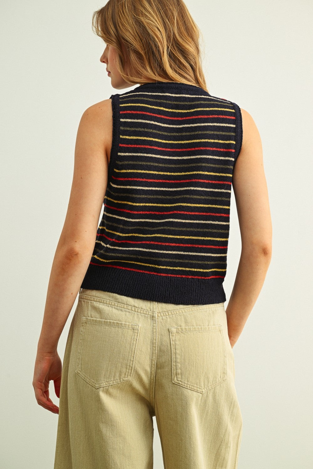 Stripe Knit Vest | Navy