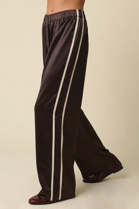 Kinda Sporty Satin Pants | Brown
