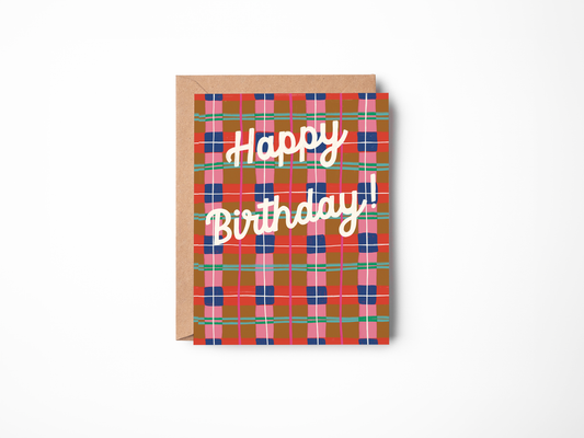 Happy Birthday Plaid Card