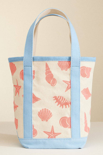 Carry Everywhere Canvas Tote Bag | Light Blue + Shells
