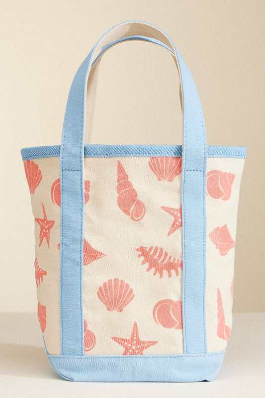Carry Everywhere Canvas Tote Bag | Light Blue + Shells