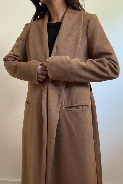 Wool Blend Slim Coat | Camel