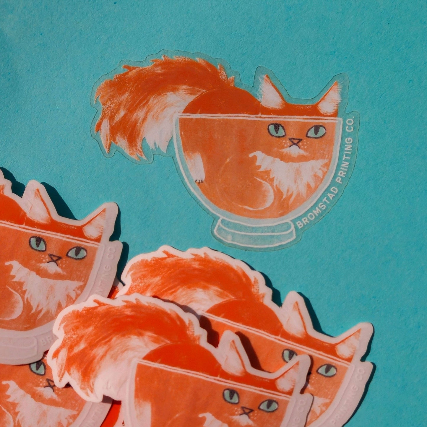 Orange Cat in a Bowl Clear Sticker