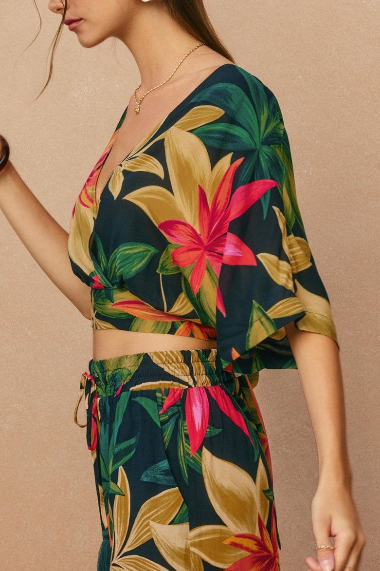 Tropical Medley Wrap Top