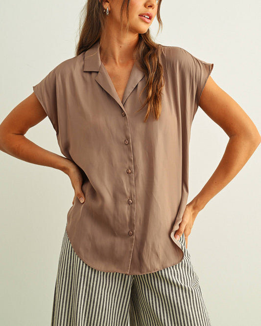 Sleeveless Button Up | Rose