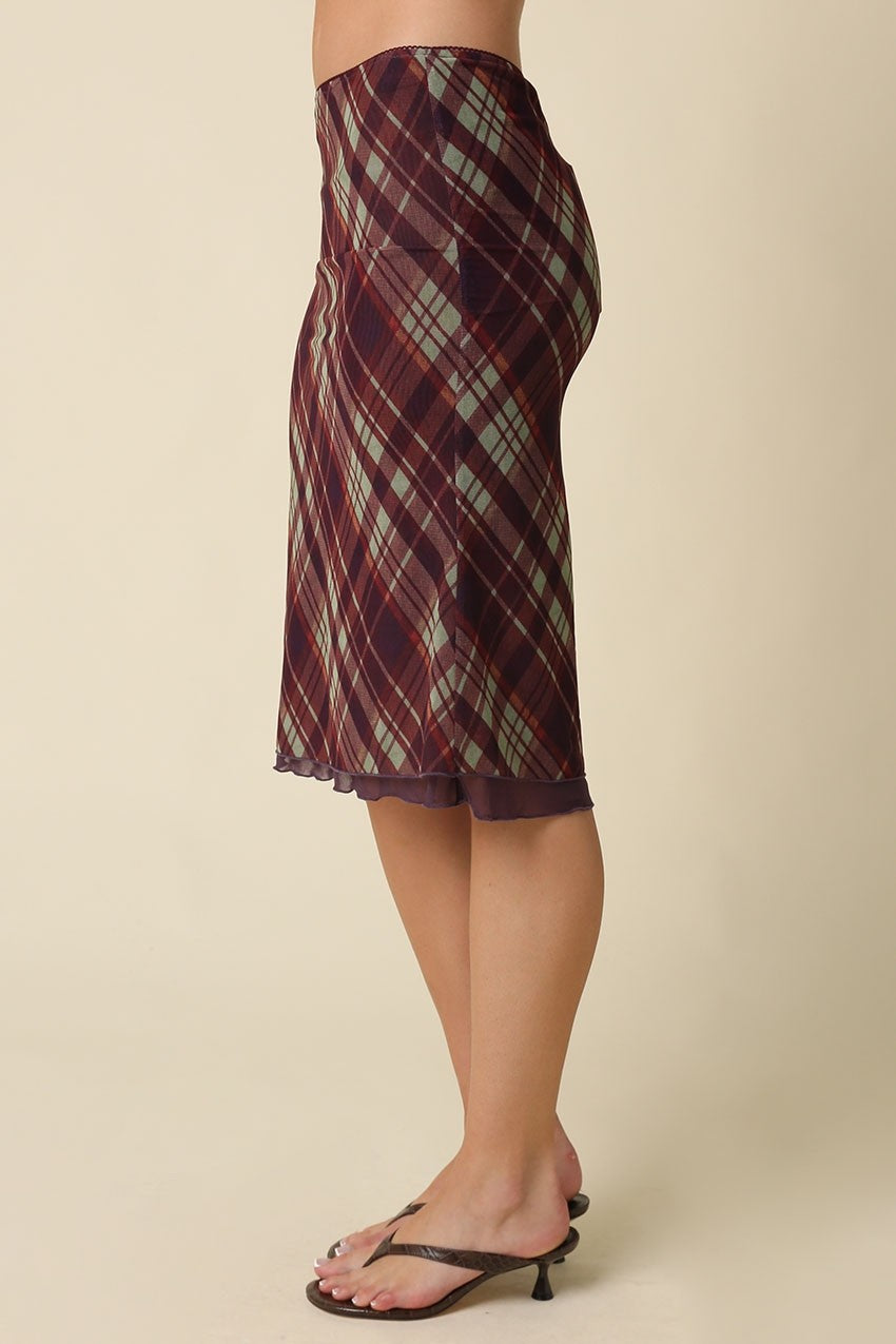 Study Break Plaid Bias Skirt
