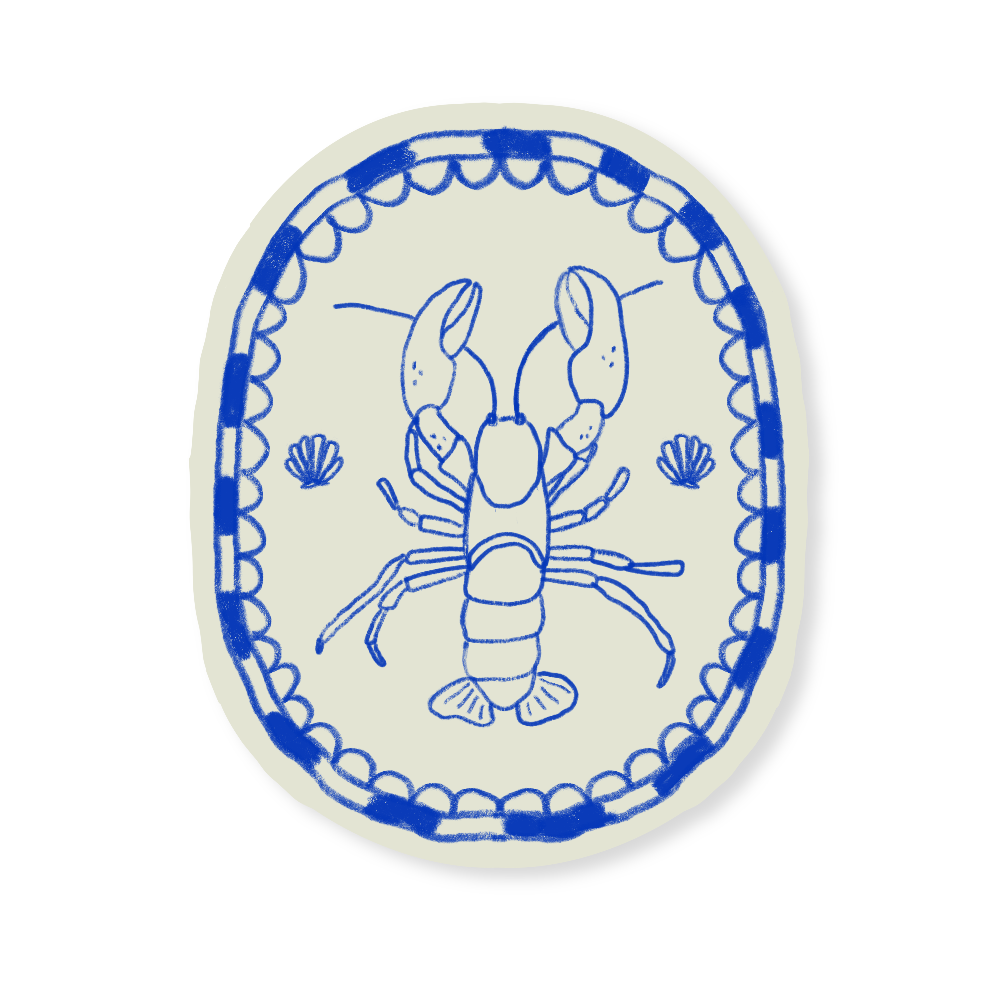 Coastal Lobster Sticker | Blue