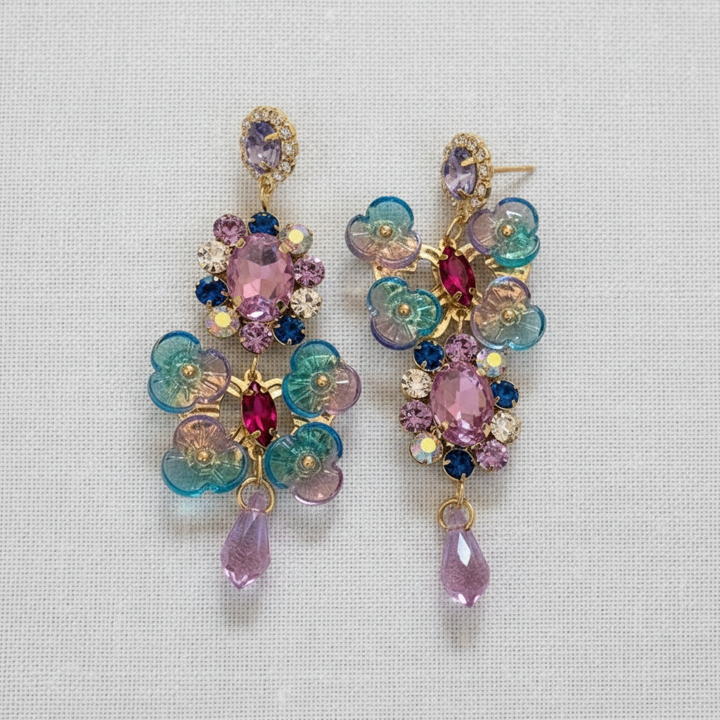 Butterflies + Flower Drop Earrings