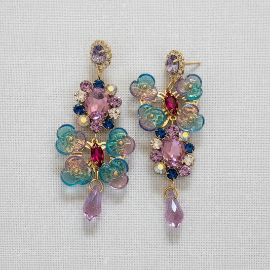 Butterflies + Flower Drop Earrings