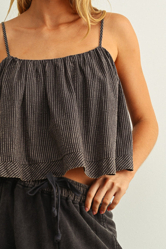 Pinstripe Swing Tank Top | Black