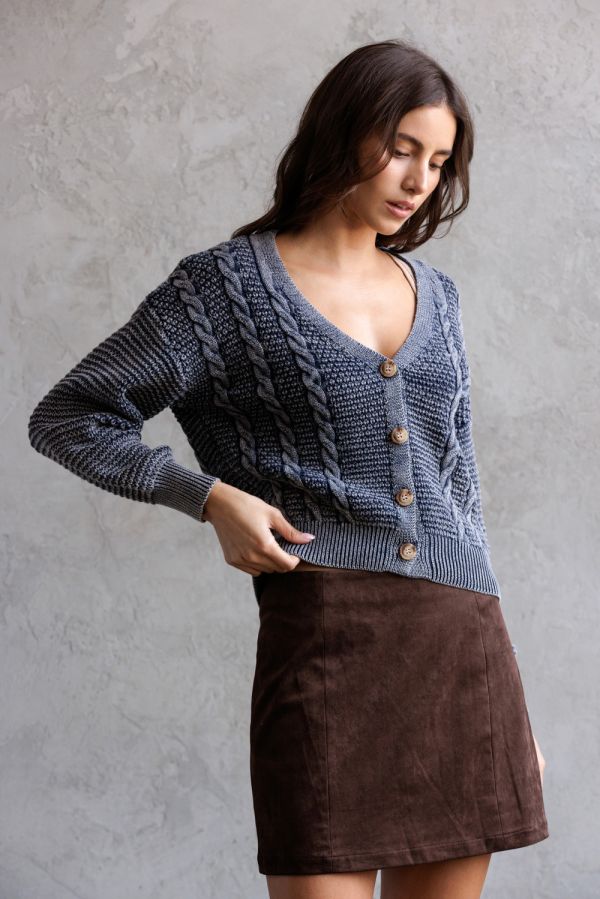 Midnight Cable Knit Cardigan