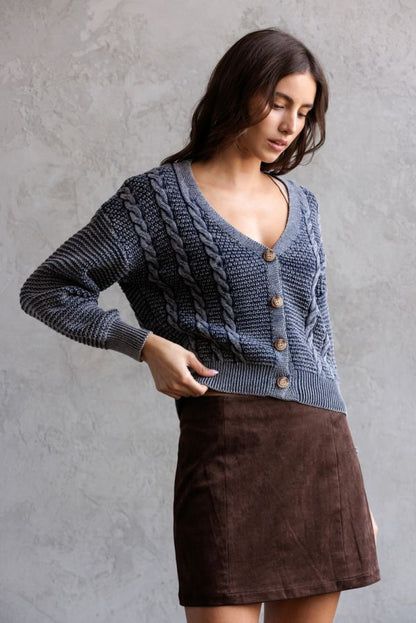 Midnight Cable Knit Cardigan