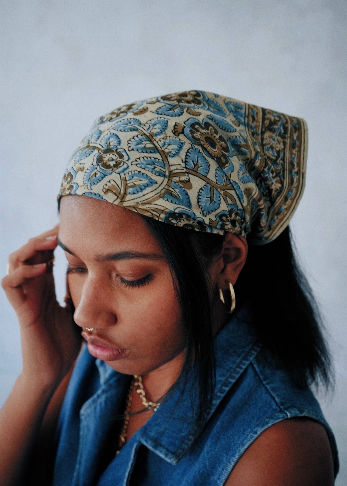 Kalamkari Cotton Bandana | Dusky Blooms
