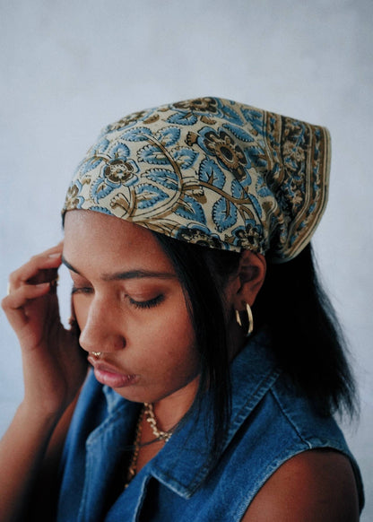 Kalamkari Cotton Bandana | Dusky Blooms
