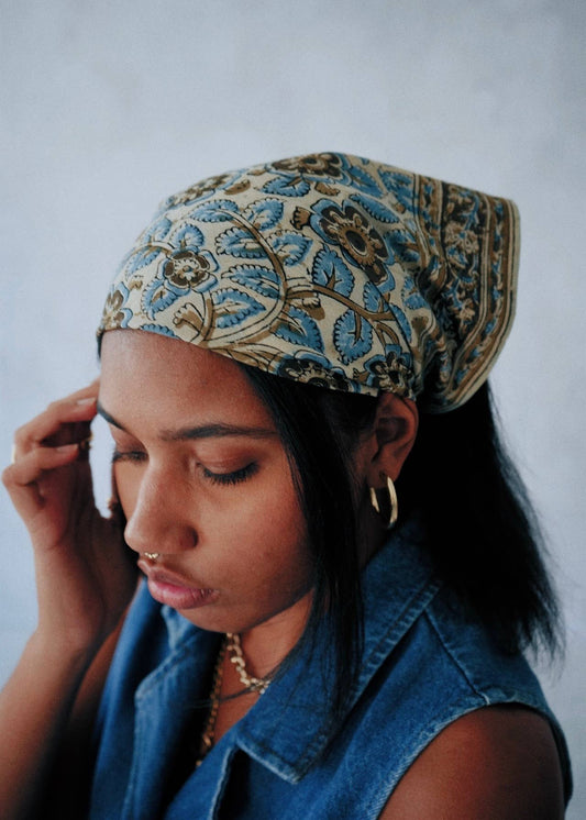 Kalamkari Cotton Bandana | Dusky Blooms