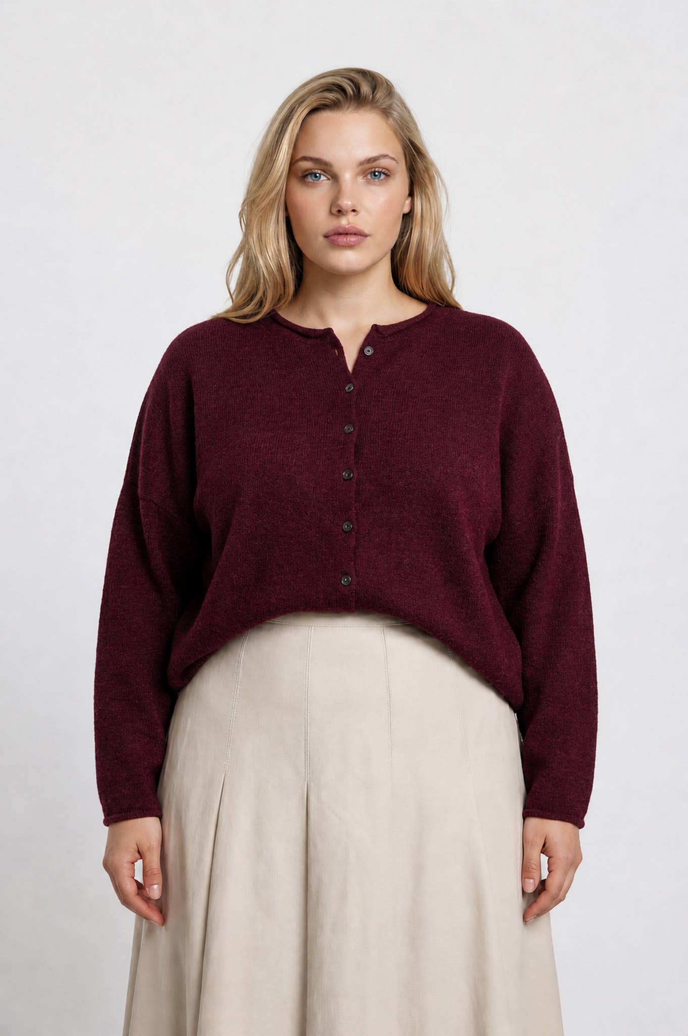 Piper Cardigan | Burgundy | Extended