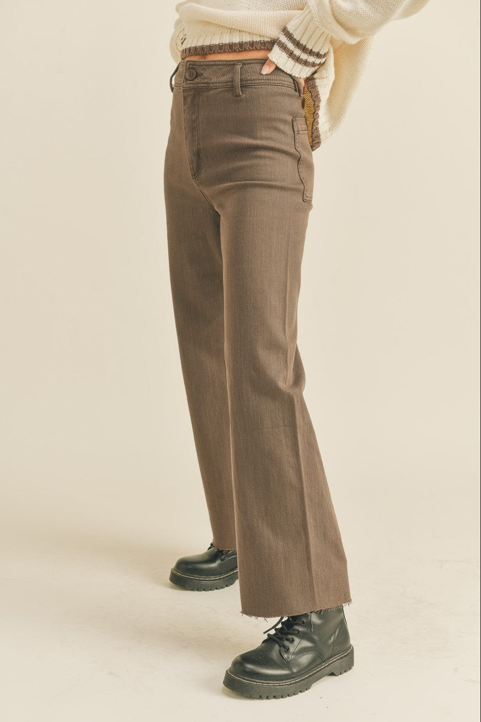 Straight Wide Leg Pants | Brown