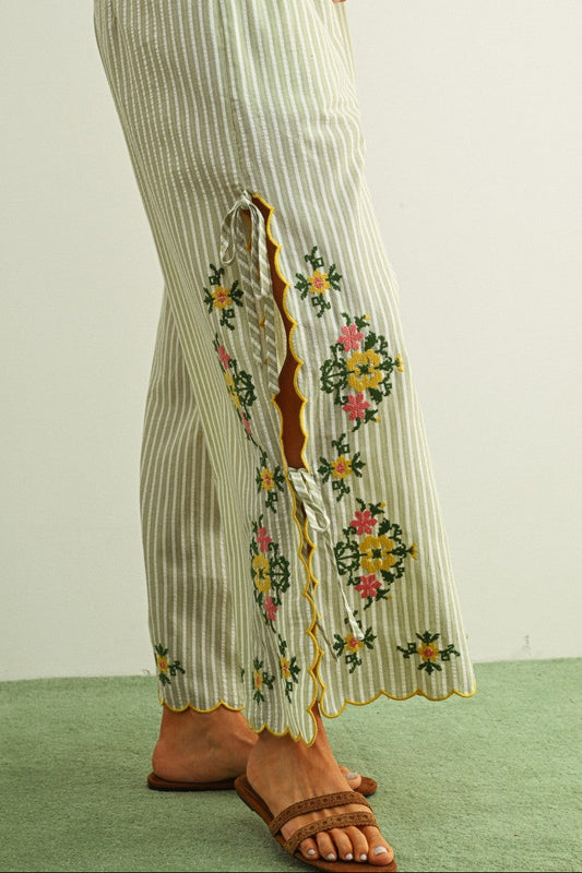 Embroidered Garden Pants