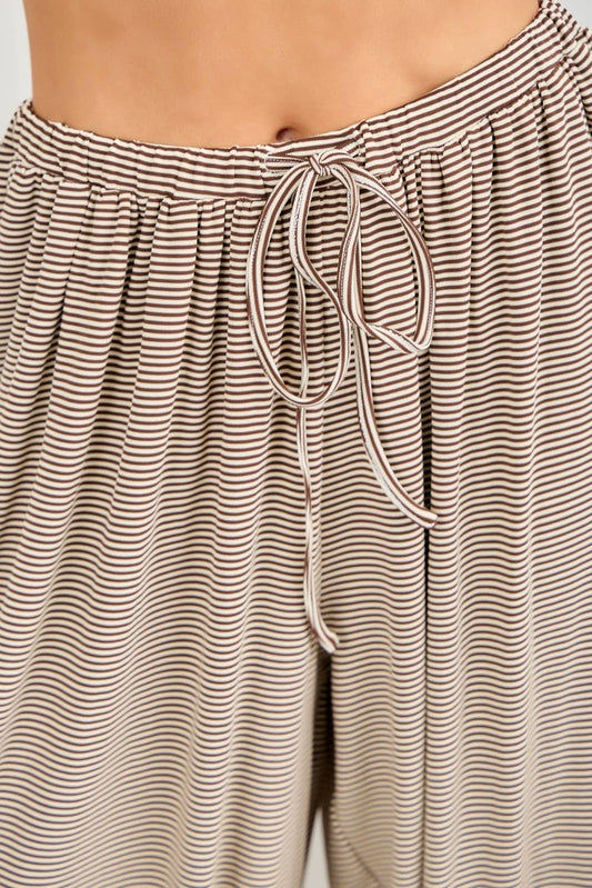 Pinstripe Knit Balloon Pants | Brown