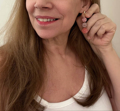 Daisy Earrings | Sunstone + Cherry Quartz