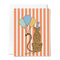 Leopard Balloon Happy Birthday Card