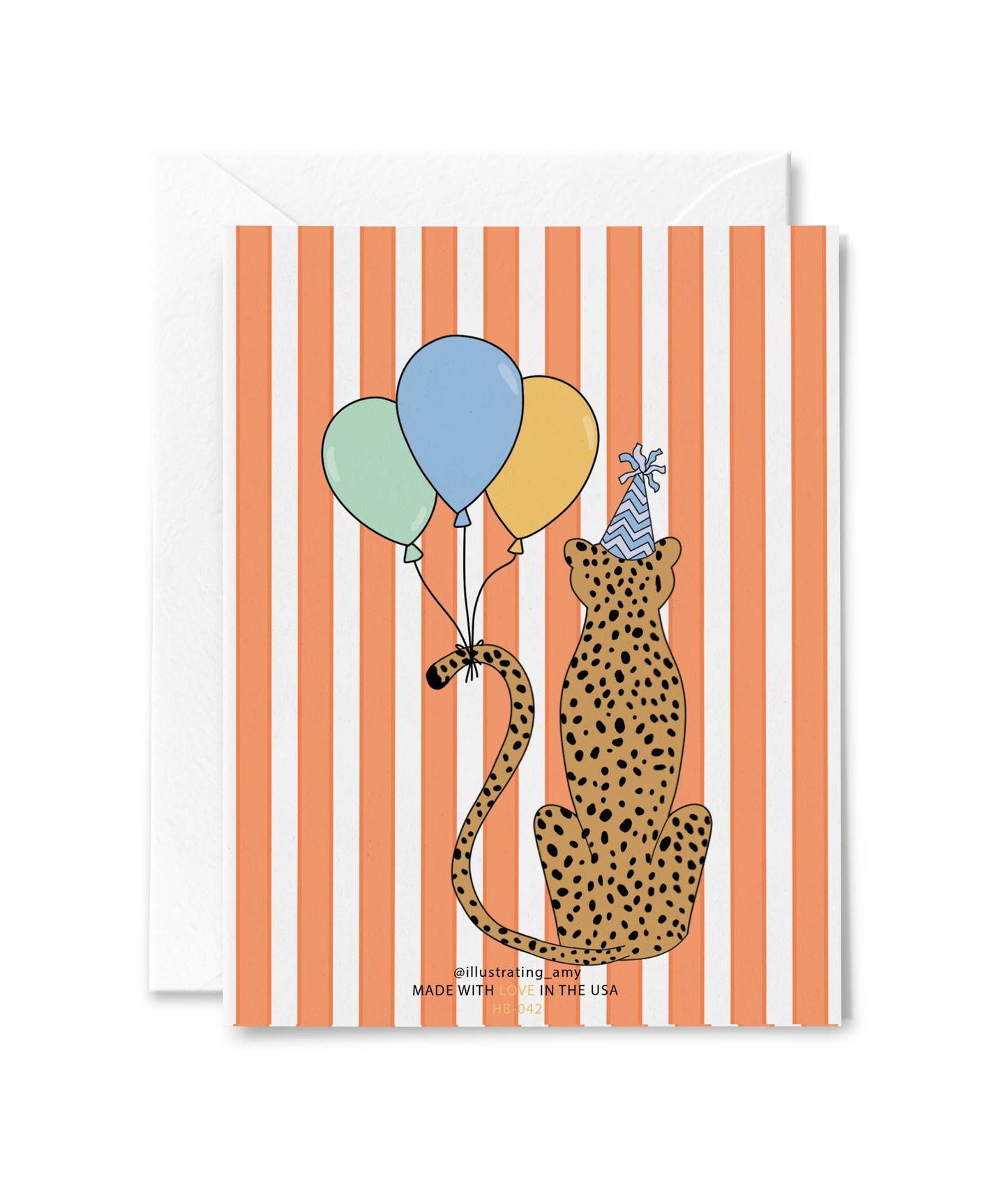 Leopard Balloon Happy Birthday Card