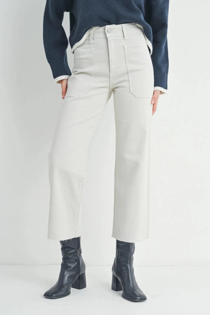 Wide Leg Utility Denim | Sea Salt