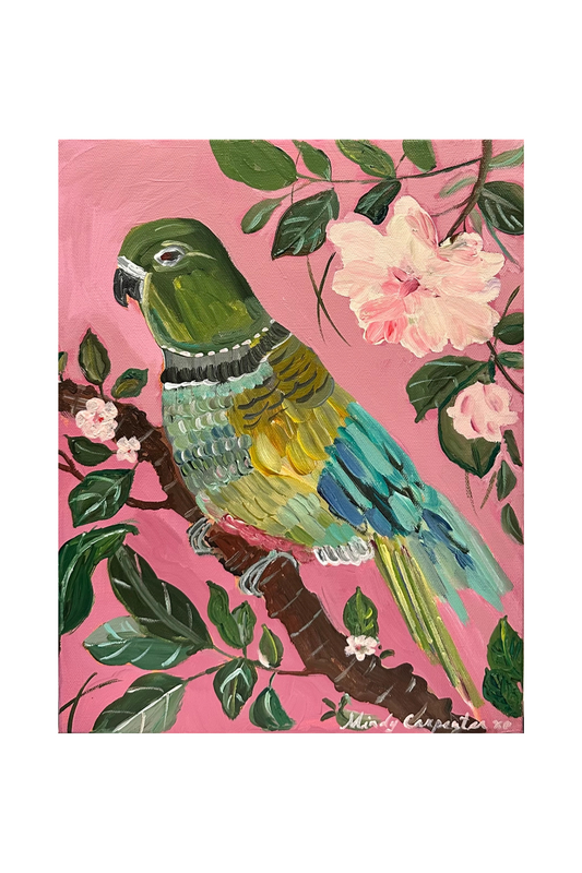 Parakeet & Peony Card