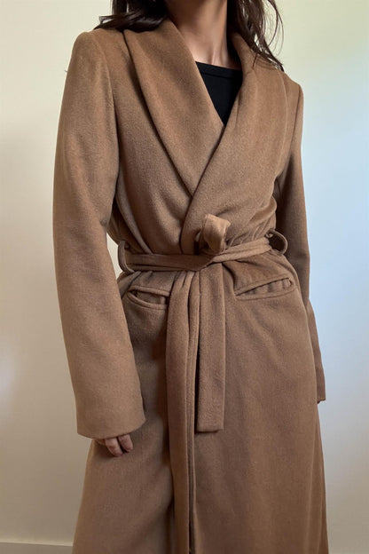 Wool Blend Slim Coat | Camel