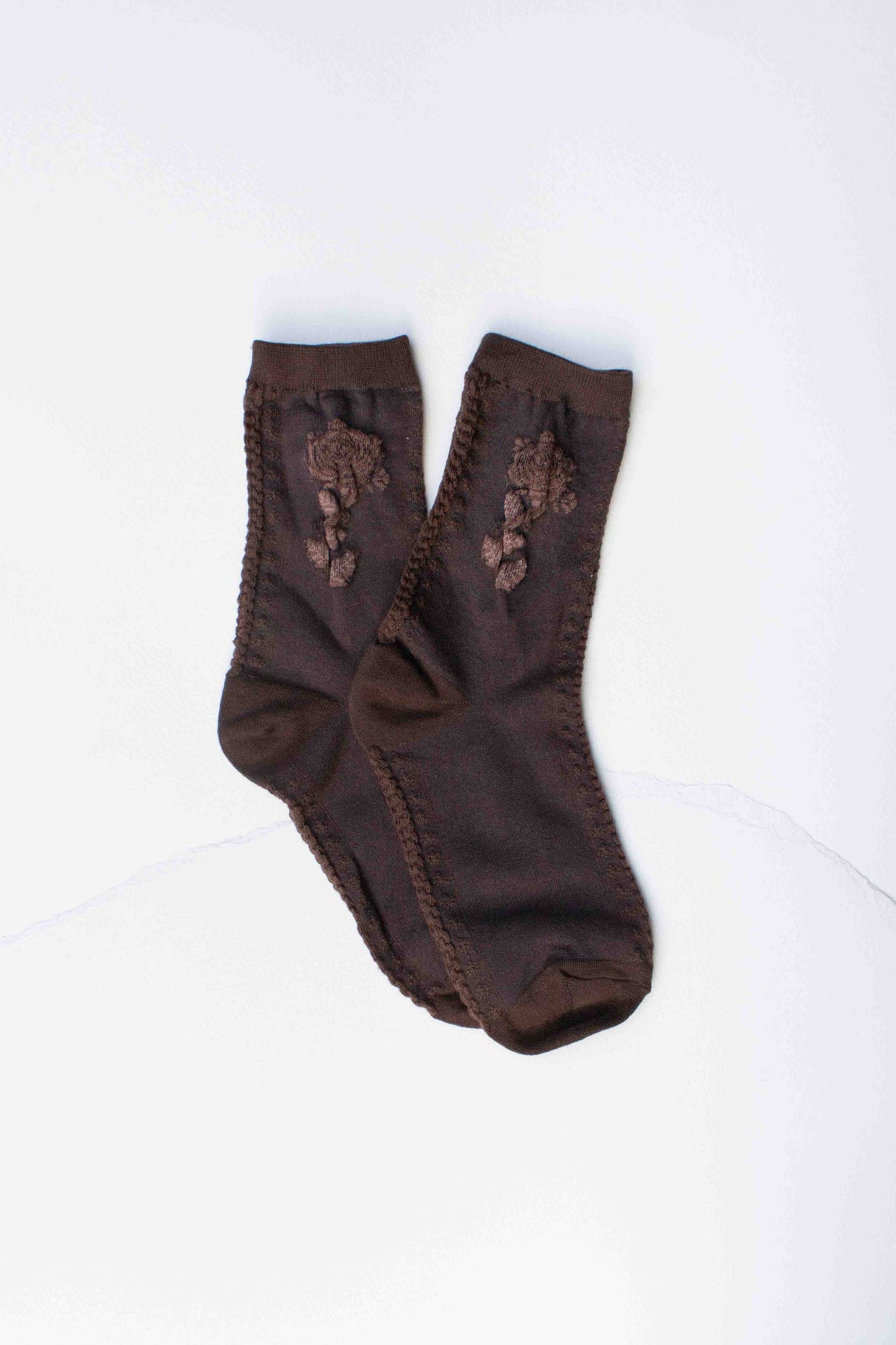 Rose Socks | Dark Brown