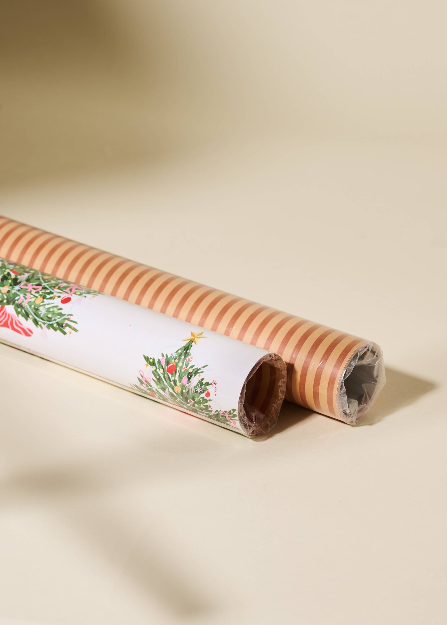 Christmas Tree Toffee Stripe Double Sided Gift Wrap | Roll of 3 Sheets