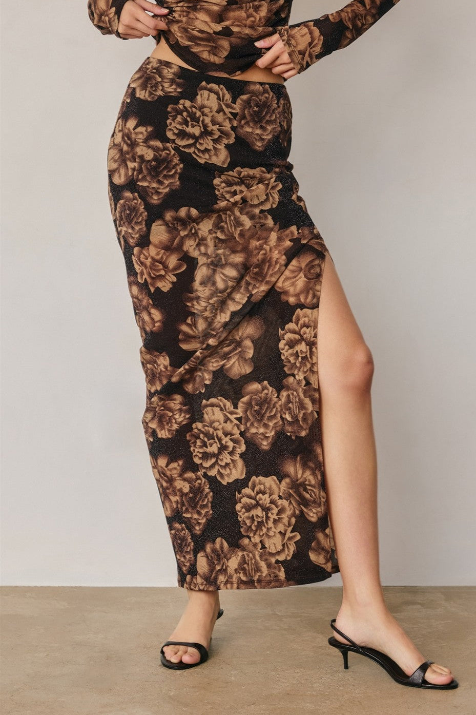 Espresso Garden Midi Skirt