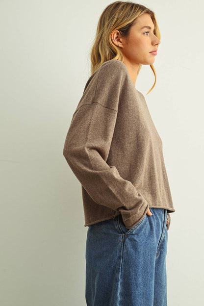 Essential Rolled Hem Sweater | Mocha