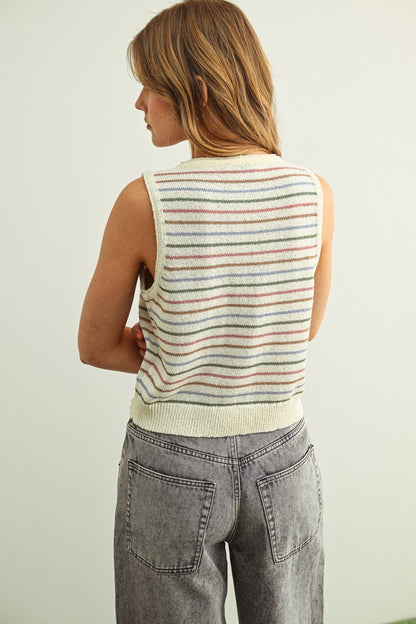 Stripe Knit Vest | Cream