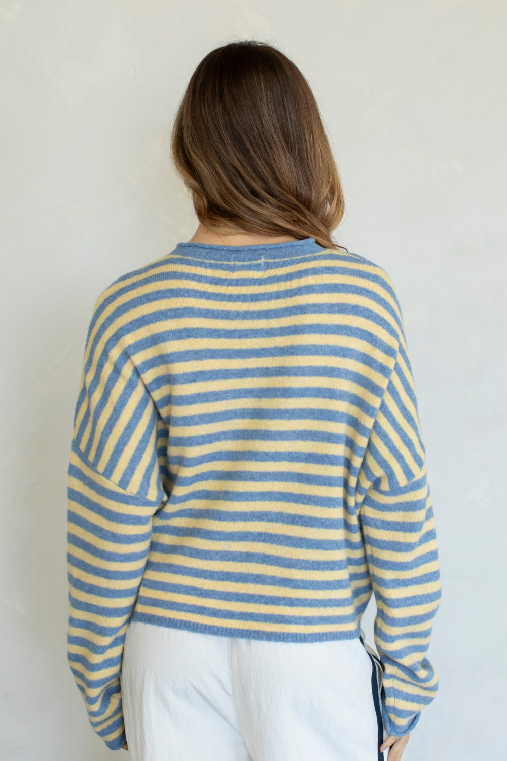 Piper Bold Stripe Cardigan | Light Blue + Butter