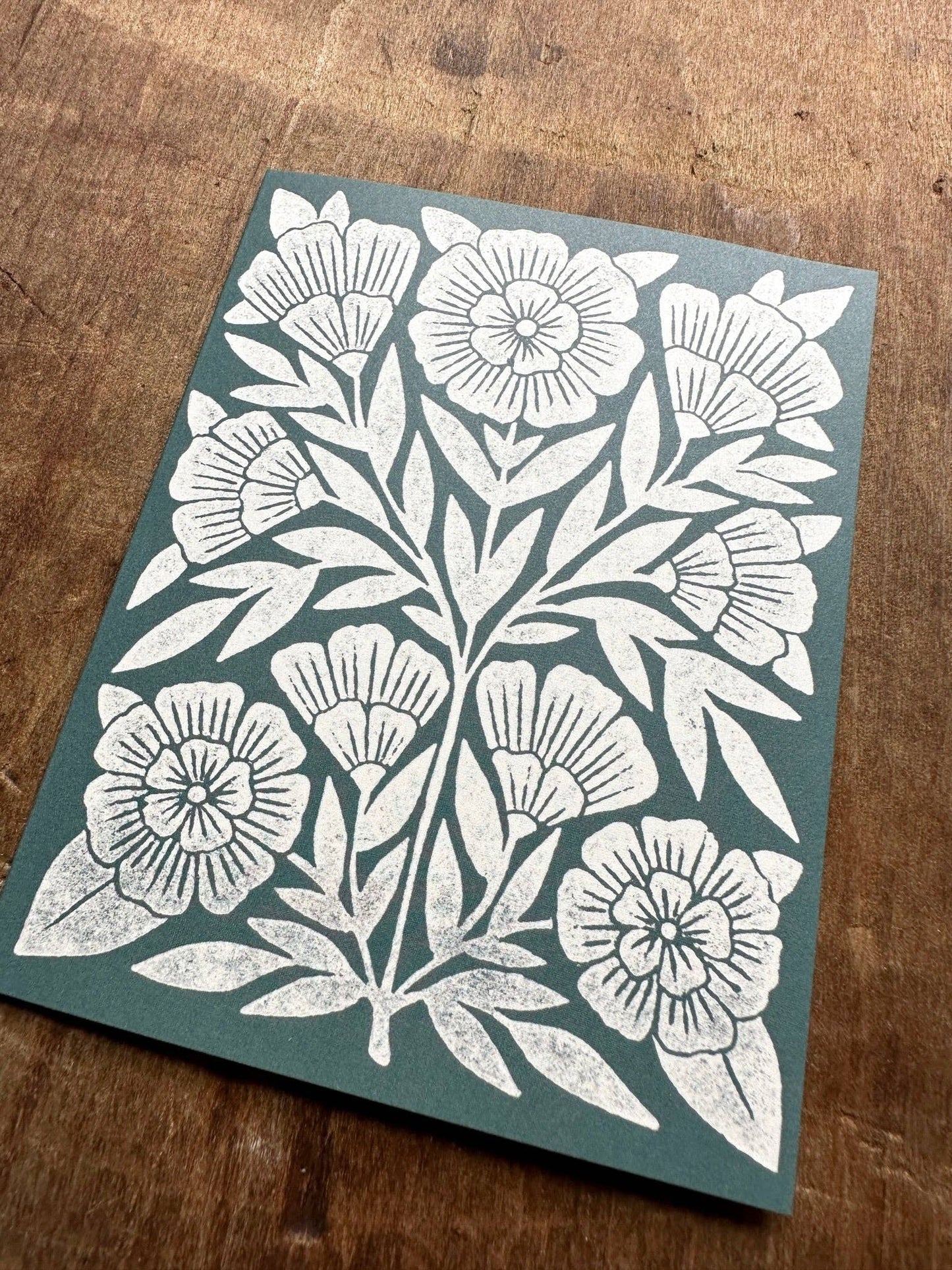 Green Blank Floral Card