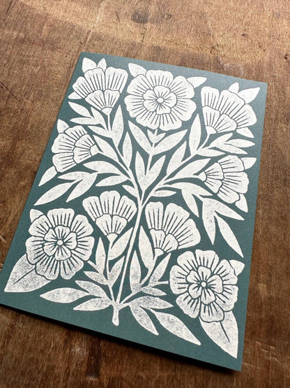 Green Blank Floral Card