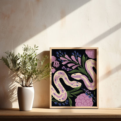Twin Snakes Art Print | 8" x 10" Black