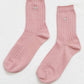 Embroidered Her Socks | Pink + Silver Seashell