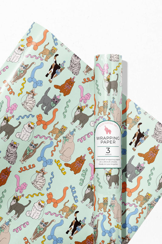 Birthday Cats Rolled Gift Wrap