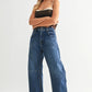 High Rise Barrel Leg Denim | Dark Wash