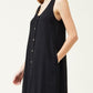 Black Linen Button Front Dress