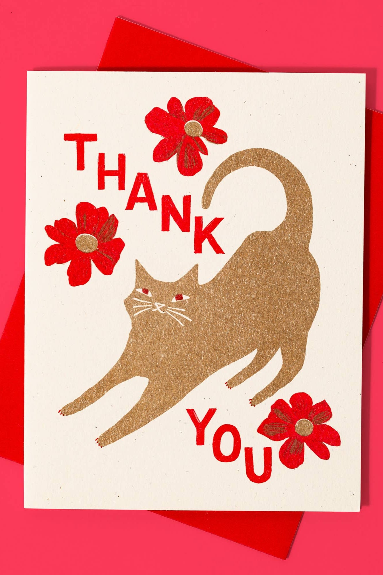 Thank You Cat with Blossoms Card