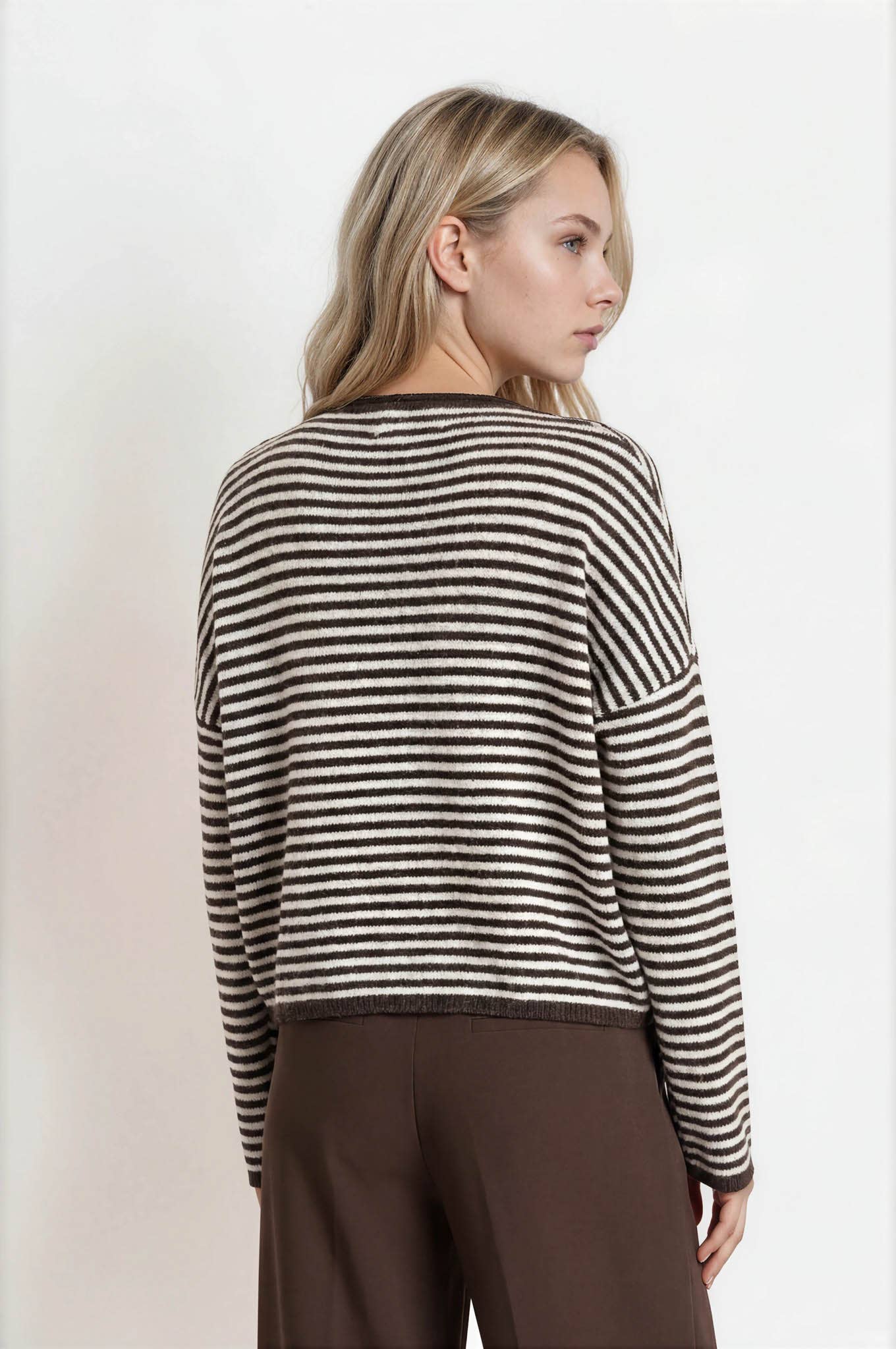 Piper Mini Stripe Cardigan | Brown